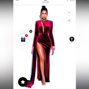 Miss Circle red velvet gown